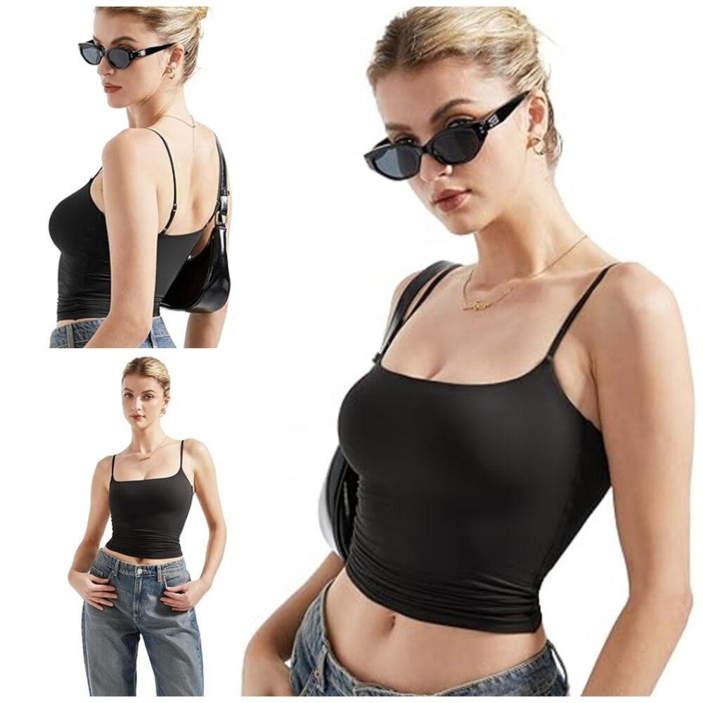 Women Square Neck Tank Top Summer Going Out Basic Cami Shirt